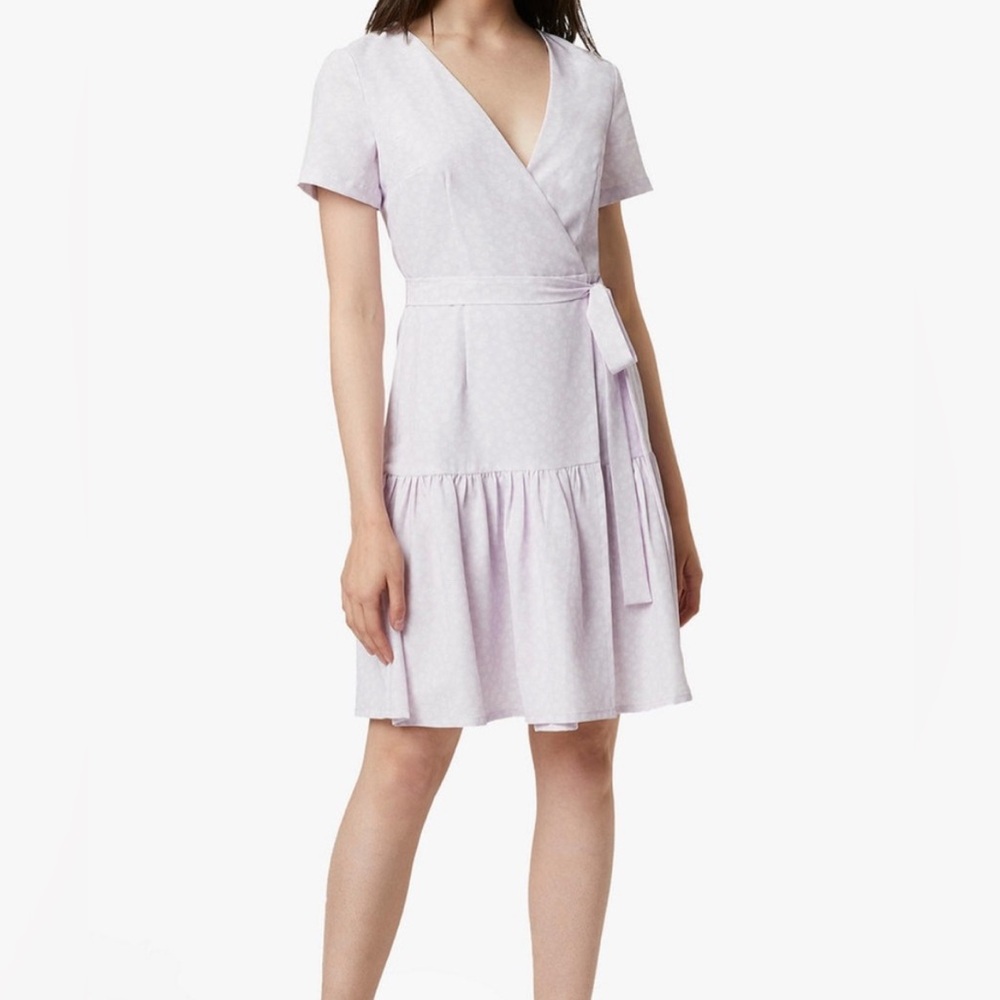 French Connection Mono Armoise Lavender Floral Wrap Mini Dress - Picture 4 of 13